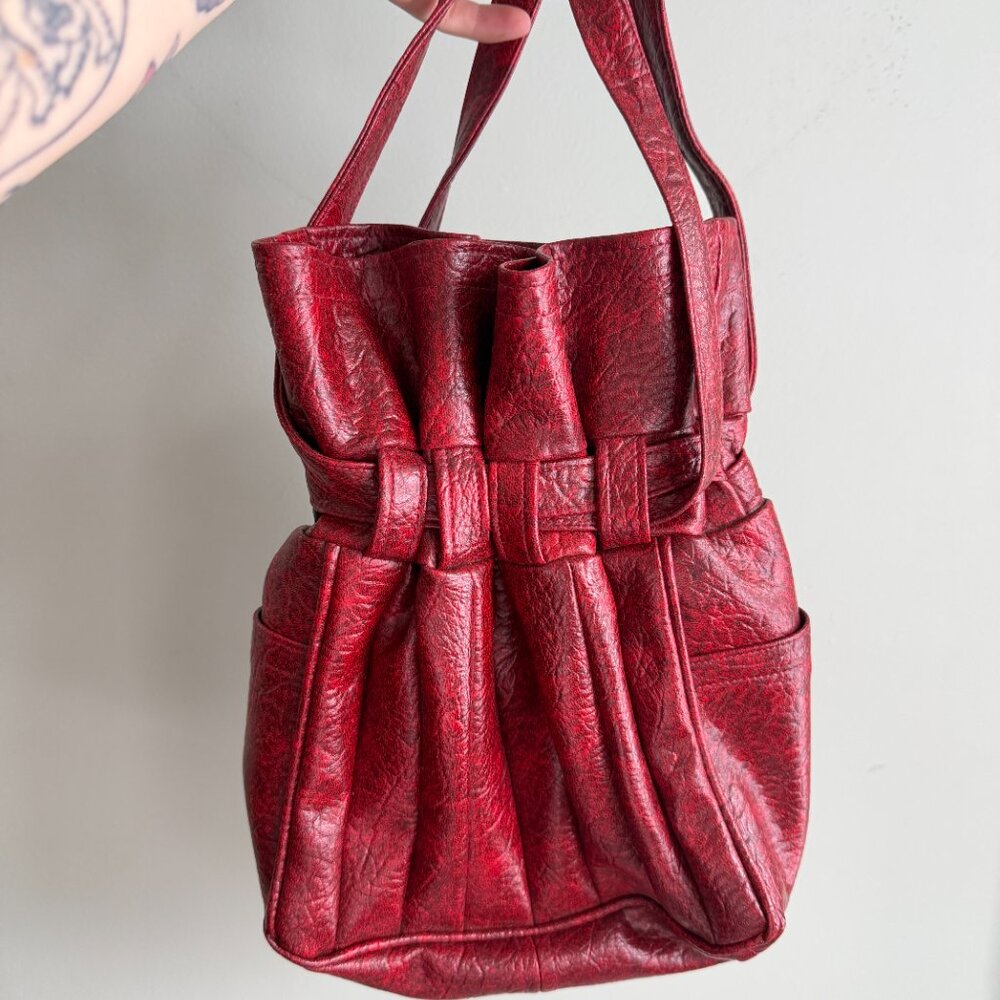 2/$40 🌸 Vintage Red Leather Drawstring Bag - Picture 6 of 9